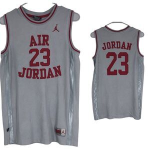Vintage Youth Boy Air Jordan Basketball Jersey, Red Embroidery, Sportswear SZ XL